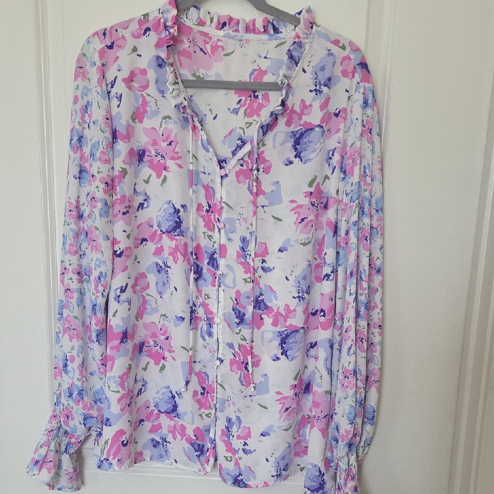 Button-down Floral Blouse